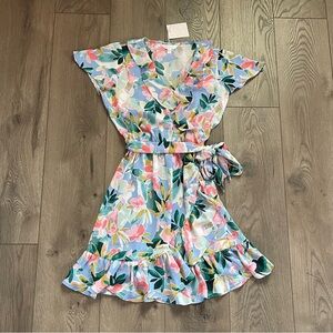 NWT LC Lauren Conrad Kismet Blue Floral Women’s XS Spring Wrap Dress